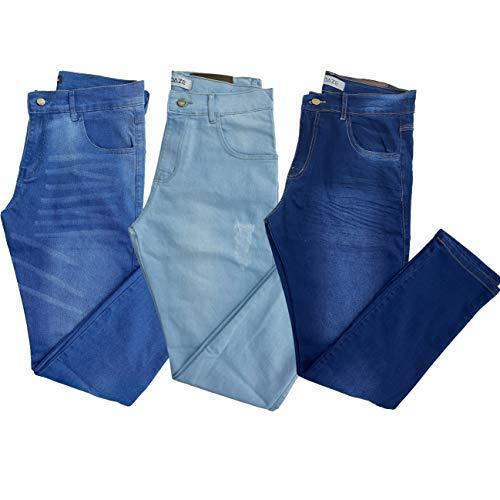 Kit com 3 Calças Masculinas Skinny Jeans/Sarja
