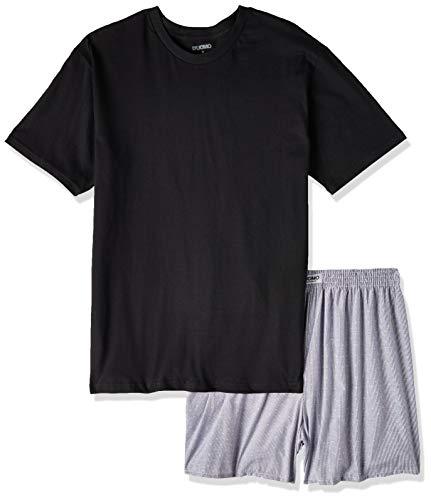 Pijama masculino camiseta manga curta e samba xadrez, Duomo, Preto, G