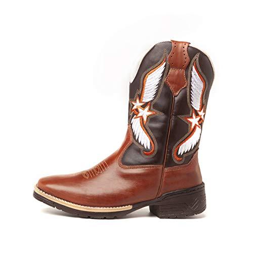 Bota Texana Country Masculina Cano Longo Marrom Cowboy 743 (43)