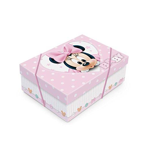 Caixa Para Presente Retangular com Tampa Cromus Embalagens na Estampa Minnie Baby com Fechamento em Elástico 35x25x11 cm com 10 Unidades