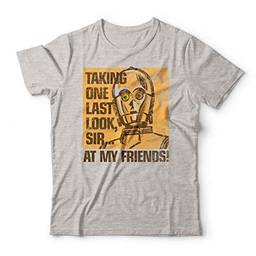 Camiseta C3PO At My Friends, Studio Geek, Adulto Unissex, Mescla Cinza, 2P