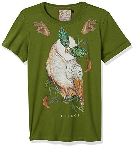 Camiseta Coruja, Colcci, Feminino, Verde Fenris, PP