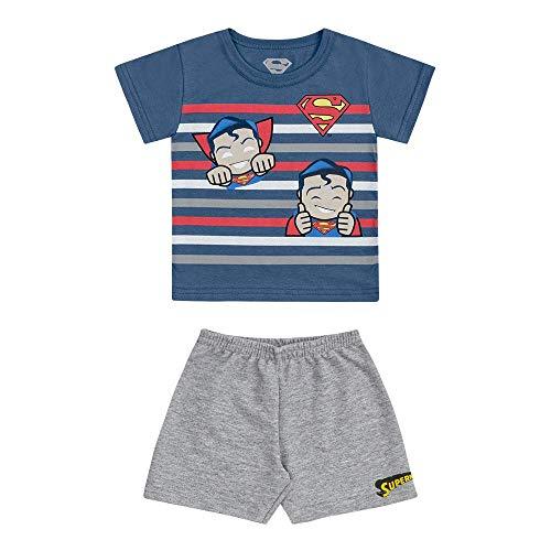 Conjunto Camiseta e Bermuda Superman, Baby Marlan, Bebê Menino, Denim, PB