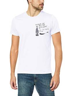 Coca-Cola Jeans Camiseta Things Go Better with Coke It's the Real Thing Masculino, M, Branco