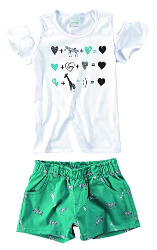 Conjunto Camiseta e Shorts Love, Malwee Kids, Meninas, Branco, 6