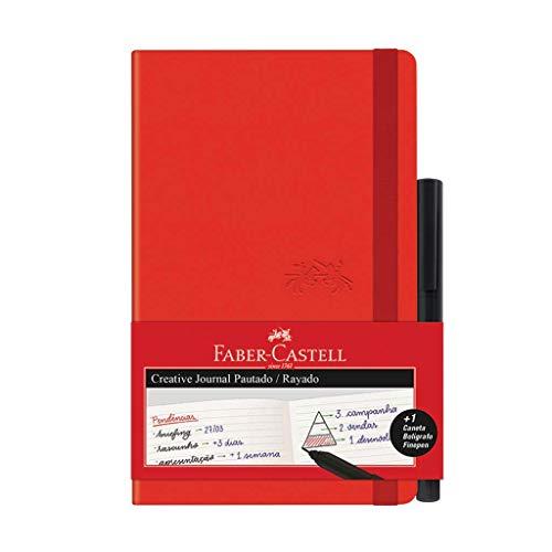 Caderno Pautado + Fine Pen, Faber-Castell, Creative Journal, CDNETA/VM, 84 Folhas, Vermelho
