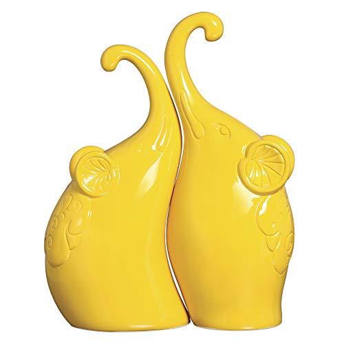 Casal De Elefantes Enlace Ceramicas Pegorin Amarelo