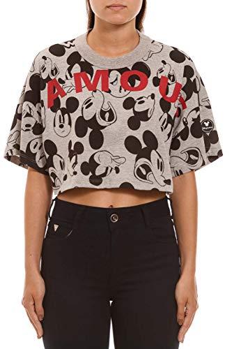 Camiseta Cropped Disney: Famous Mickeys, Colcci, feminino, Mescla/Preto, G