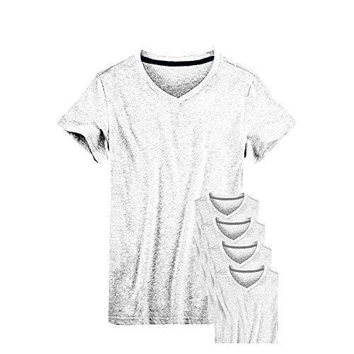 Kit 05 Camisetas Camisas Masculina Gola V Slim Fit Basica (5 BRANCO, G)