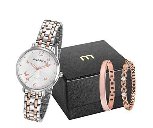 KIT Relógio Analógico Feminino Mondaine + duas pulseiras, 53826LPMVGE1K2