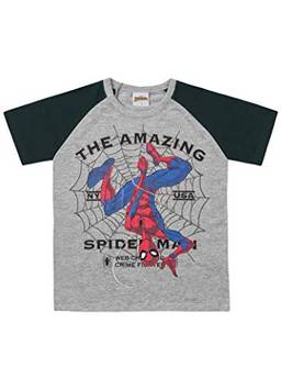 Camiseta Meia Malha Spider-Man, Fakini, Meninos, Mescla/Asfalto, 6