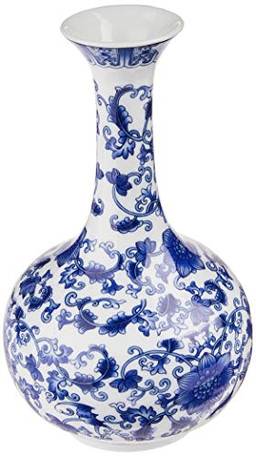 Floral Vaso 21cm Ceramica Bran/azul Cn Gs Internacional Único