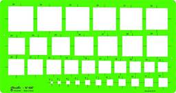 Gabarito Desetec para Quadrados, 34 Quadrados Desde 2 Até 35 mm, 4387, Trident, Verde 24.5 x 12 cm