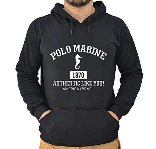 Blusa Moletom Polo Marine Masculina Coleção de Inverno (Preto, GG)
