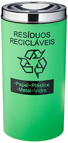 Lix pp residuos Rec 9l Tp Basc Inox Vrd Brinox Decorline Lixeiras Verde