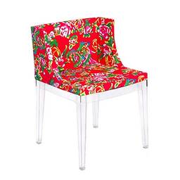 Cadeira Mademoiselle - Floral vermelho - Policarbonato incolor