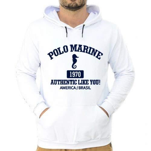 Blusa Moletom Polo Marine Masculina Coleção de Inverno (Branco, M)
