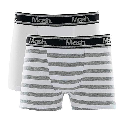 Cuecas Mash Kit Boxer Infantil Meninos Branco/Branco GG