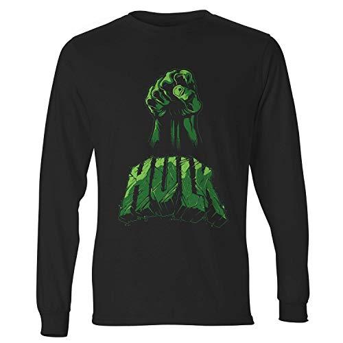 Camiseta masculina manga longa Hulk Hand Vingadores Preta Live Comics tamanho:PP;cor:Preto