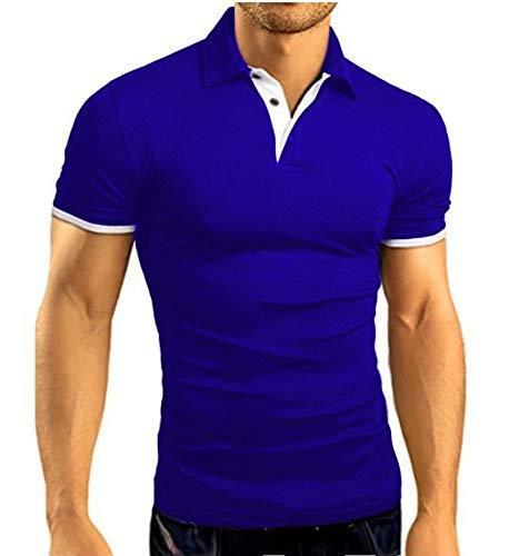 Camisa Polo Slim Fit Masculina Camiseta Blusa Sofisticada (M, Azul)