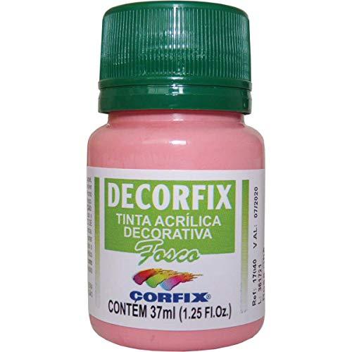 Tinta Acrilica Fosca Decorfix Rosa Cha 37ml , Caixa com 6 Corfix, Multicor
