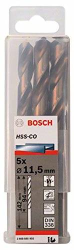 Pacote de 5 Brocas HSS-Co 11.5X94X142 mm, Bosch 2608585902-000, Dourada