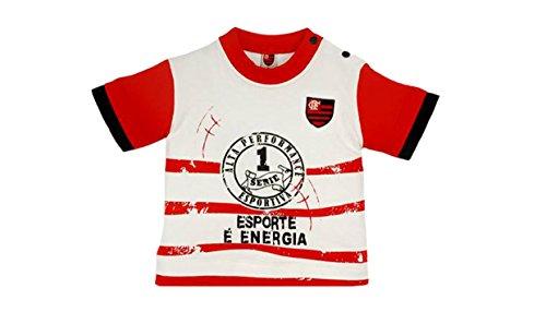 Camiseta Manga Curta Esporte e Energia Flamengo, Rêve D'or Sport, Bebê Unissex, Branco/Vermelho/Preto, M