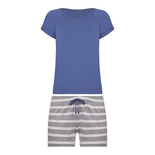 Pijama Lupo AF Loungewear Curto - Listrado feminino Azul GG