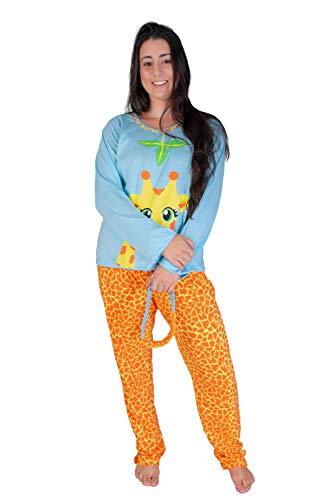 Pijama Longo Ayron Girafa Adulto Azul Com Tapa Olho (P)