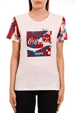 Camiseta Estampada, Coca-Cola Jeans, Feminino, Rosa/Azul/Vermelho/Branco, GG