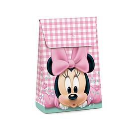 Caixa Para Presente Trapézio Cromus Embalagens na Estampa Minnie Baby Flowers com Aba de Fechamento 23x10,5x35 cm com 10 Unidades