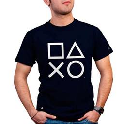 Camiseta Playstation Classic Symbols, Banana Geek, Adulto Unissex, Azul Marinho, XGG