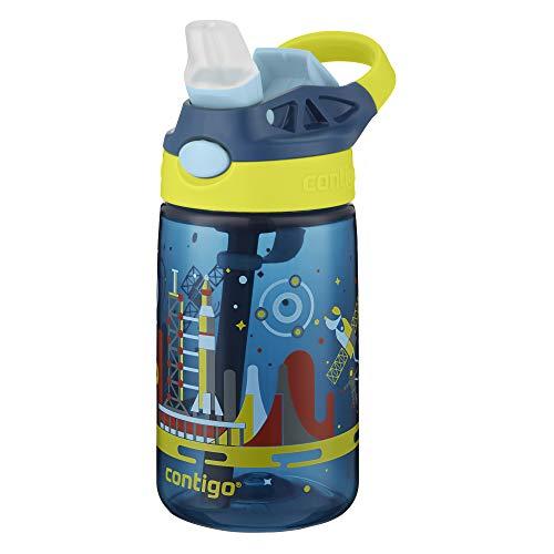 Garrafa de Água Infantil com Bico e Canudo, Contigo, Gismo Flip, Azul Navy, 414ML
