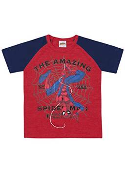 Camiseta Meia Malha Spider-Man, Fakini, Meninos, Vermelho/Marinho, 10
