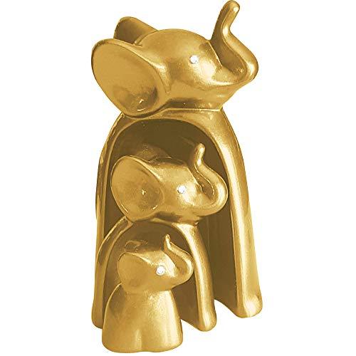 Trio De Elefantes De Encaixe Ceramicas Pegorin Dourado