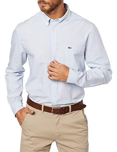Camisa Regular Fit, Lacoste, Masculino, Azul Claro/Branco, 41
