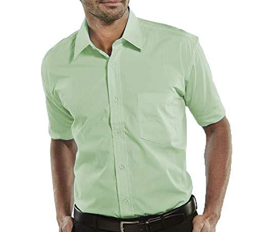Camisa Social Masculina Bom Pano Manga Curta Lisa Verde Clara