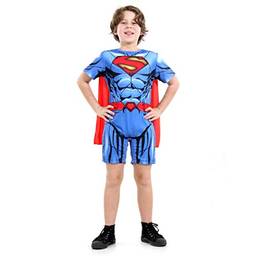 Super Homem Curto Dc Infantil Sulamericana Fantasias Azul/Vermelho G 10/12 Anos