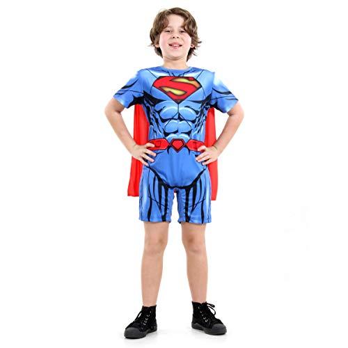 Super Homem Curto Dc Infantil Sulamericana Fantasias Azul/Vermelho G 10/12 Anos