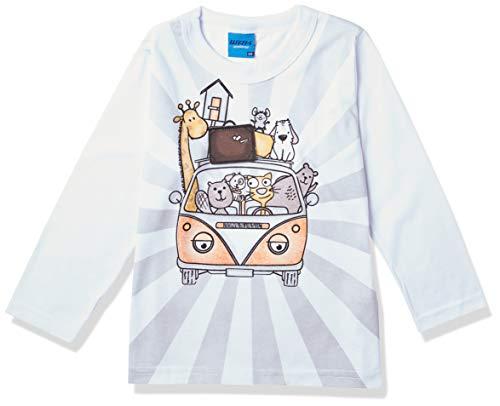 Kely Kety Carro com Animais, Camiseta de Manga Longa, Meninos, Branco, 03