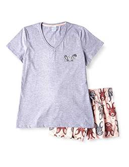 Conjunto de pijama com shorts , Pzama, feminino, Azul, EG