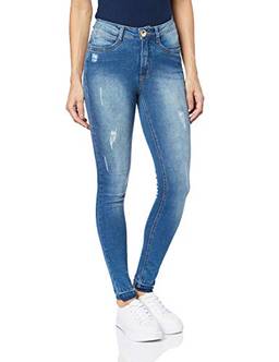 Calça Jeans Mid Rise Skinny, Eventual, Feminino, Azul, 34