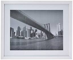 Print com Vidro Brooklyn Bridge Kapos Branco 44X54cm