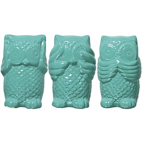 Trio De Corujas Cega, Surda E Muda Ceramicas Pegorin Tiffany
