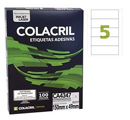 Etiqueta Adesiva A4, 150 mm x 49 mm, 100 Folhas, Colacril, CA4347, Branco, pacote de 500