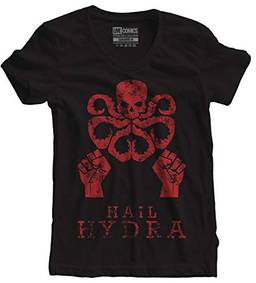 Camiseta feminina Hydra Capitão América preta Live Comics tamanho:P;cor:Preto