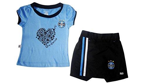 Conjunto camiseta e shorts-saia Grêmio, Rêve D'or Sport, Meninas, Azul/Preto/Branco, 8