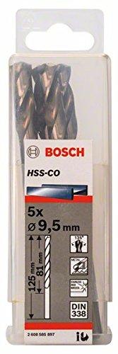 Pacote de 5 Brocas HSS-Co 9.5X81X125 mm, Bosch 2608585897-000, Dourada