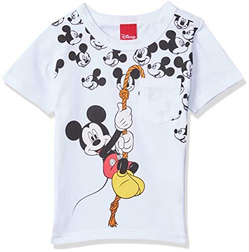Camiseta de Manga Curta com Decote Redondo, Meia Malha Penteada, Disney, Meninos, Branco, 2