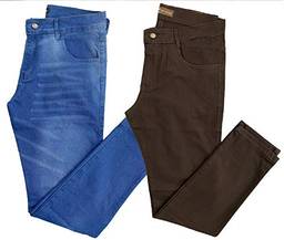 Kit 2 CalçAs Jeans, Sarja (Azul MéDio, Marrom, 36)